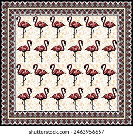 colorful vector abstract flamingo tapestry design. 