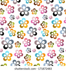 Colorful Vector Abstract Flowers Seamless Background