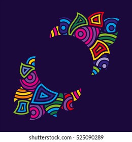 Colorful vector abstract frame. Bright decorative element. For greeting card or invitation card. Colorful template for messages.