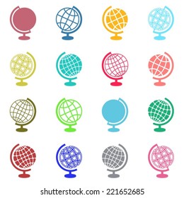 Colorful vector abstract globe icons on white background