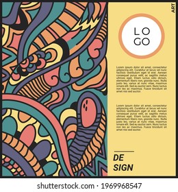 Colorful Vector Abstract Hand drawn Doodle template for social media post, background, flyer , poster, cover design, banner and print material.