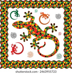 colorful vector abstract lizard tapestry design. 
