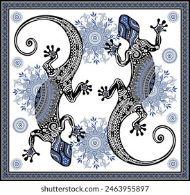 colorful vector abstract lizard tapestry design. 