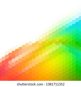 Colorful vector abstract mosaic pattern. A cross light rainbow color illustration in a puzzle style. Original texture for your design. Polygonal background. Hex tile glitter pattern