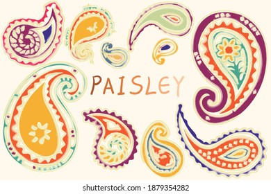 Colorful vector abstract paisley baroque element