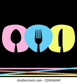 Colorful vector abstract restaurant menu design with cutlery