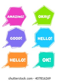 Colorful vector abstract Speech bubbles isolated. sketched style