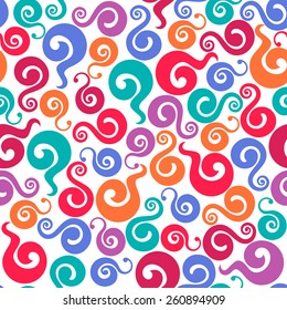 Colorful vector abstract swirls seamless pattern background