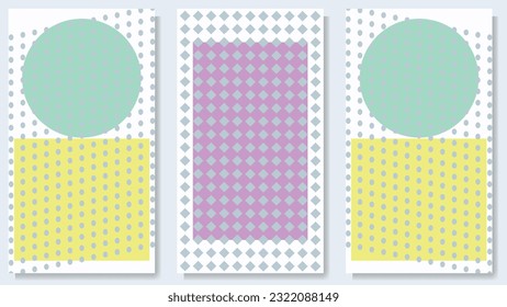 Colorful vector abstract wall art set with circle and rectangle illustration. Design for print, cover, wallpaper. Minimalist wall decoration. Template vector illustration.
