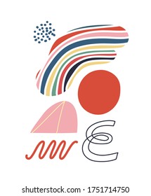 Colorful vector abstraction. Abstract composition with different shapes and line. Modern image. For cards, posters, stationery.