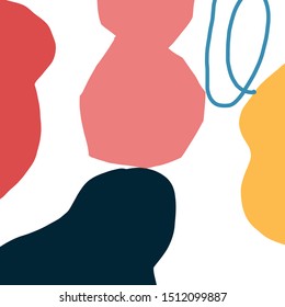 Colorful vector abstraction. Composition with geometric shapes and lines. Abstract background in pink, yellow, navy, blue and red colors.