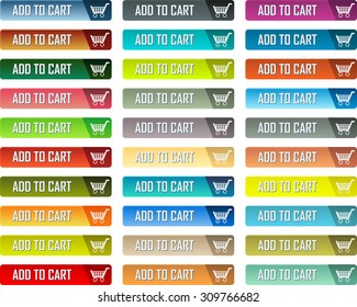 Colorful vector add to cart buttons pack