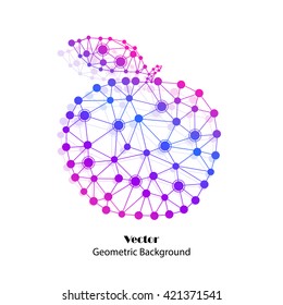Colorful vector apple made of connected dots. Vector geometric background.