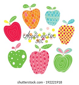 Colorful vector apple set.