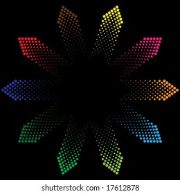 colorful vector arrows made of dots pointing in different directions