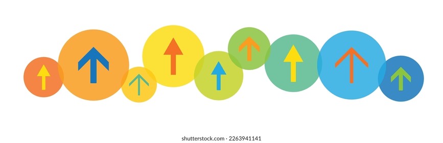 Colorful vector up arrows on circles