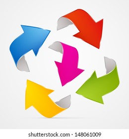 Colorful vector arrows on grey background 