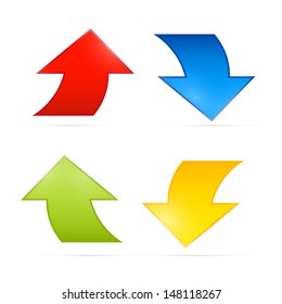 Colorful vector arrows on grey background 