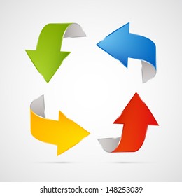 Colorful vector arrows on grey background 