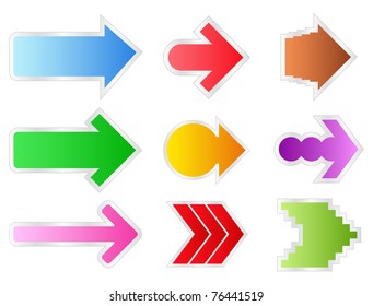 Colorful vector arrows on white background