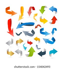 Colorful Vector Arrows Set Isolated on White Background 