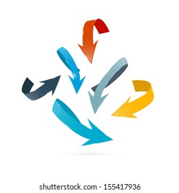 Colorful Vector Arrows Set Isolated on White Background 