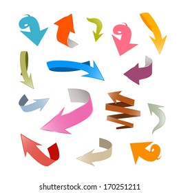 Colorful Vector Arrows Set Isolated on White Background