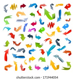 Colorful Vector Arrows Set Isolated on White Background