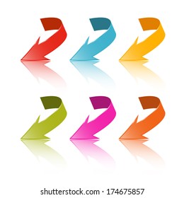 Colorful Vector Arrows Set Isolated on White Background 