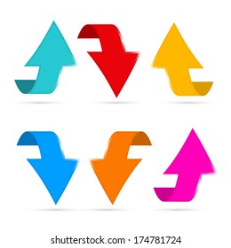 Colorful Vector Arrows Set Isolated on White Background 