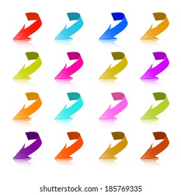 Colorful Vector Arrows Set on White Background