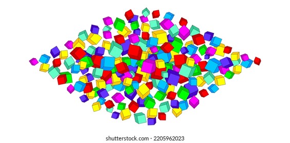 Colorful vector art background with 3d cubes. Rainbow illustration postcard, poster, flyers, cards. Colorful glamour backdrop for celebration. Funny love template. Valentines.