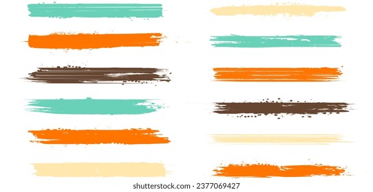 Colorful Vector Art Paint Brush Stroke Set with Transparent Background PNG