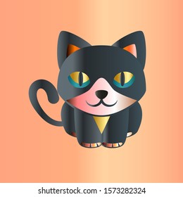Colorful vector artwork of a cat in multi color.