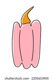 Colorful vector autumn doodle pumpkin for Thanksgiving Day. Vegetable Harvest Holiday on October 31. Hand drawn simple illustration top view.