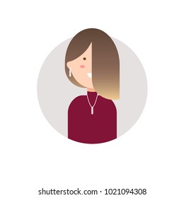 Colorful vector avatar of smiling girl