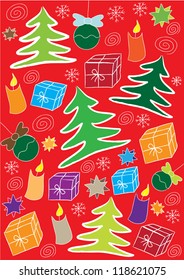 colorful vector backdrop design with christmas elements