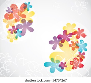 Colorful vector background with abstract flower splashes