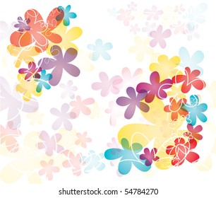 Colorful vector background with abstract flower splashes
