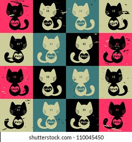 Colorful vector background with cats