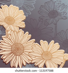 Colorful vector background with daisies