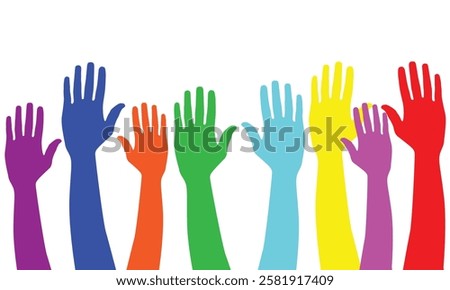 A colorful vector background filled with diverse hands beautifully illustrates the powerful message of 