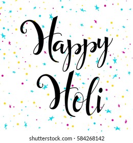 Colorful vector background. Happy Holi spring festival. Poster with mandala for Indian holiday.