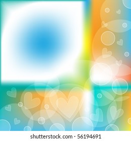 Colorful vector background with hearts and dots