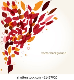 Colorful vector background with leaves and bubbles