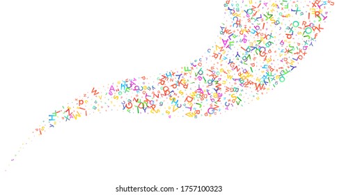 Colorful vector background made from english alphabets, letters or characters in flat style.