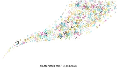 Colorful vector background made from Hindi alphabets, scripts, letters or characters in flat style.