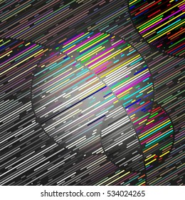 Colorful vector background made of stripes. Abstract space with tubes and dots. Pop art design pattern, glowing multicolored texture.