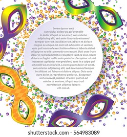 Colorful vector background with masks and beads on Mardi Gras.