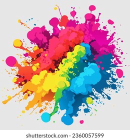 Colorful vector background prepared with paint brush strokes on a white background